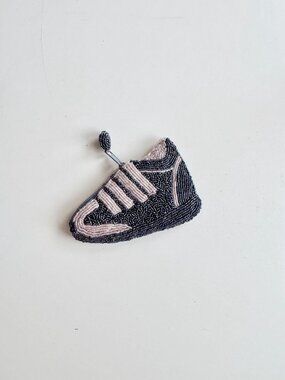 Small Satin Beaded Sneaker Shoe Coin Change Purse
